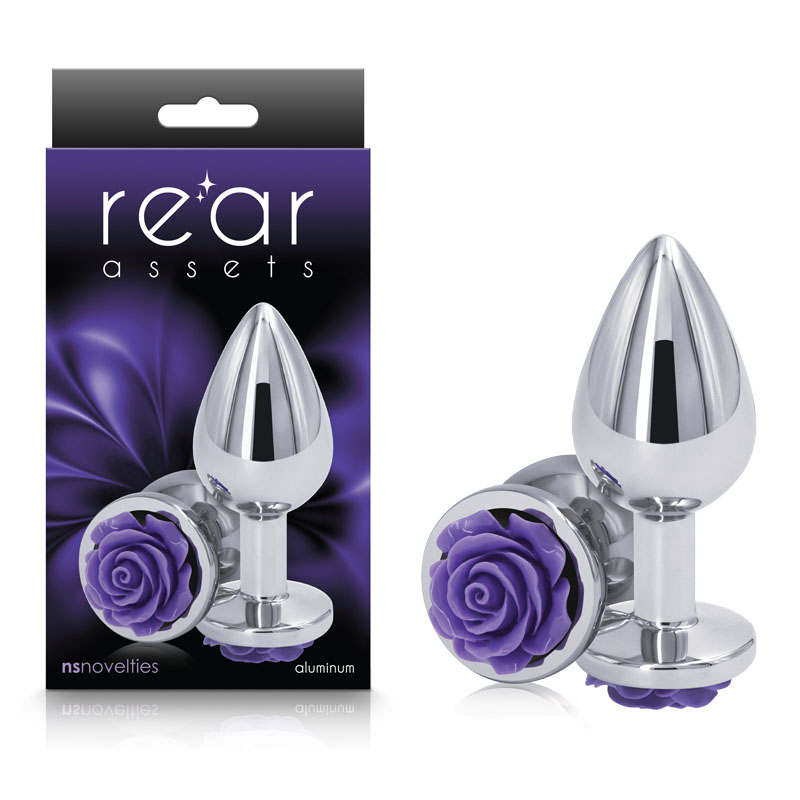 Rear Assets Silver Butt Plug - Medium (Purple Rose)